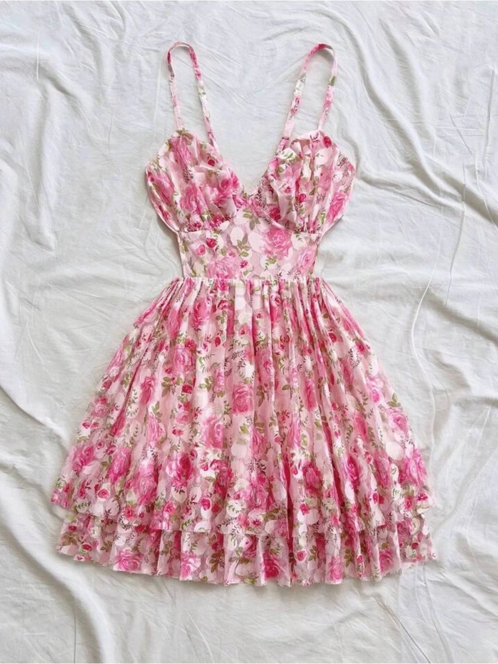 Pink Floral Ruffled Sundress - Picture 6 of 7